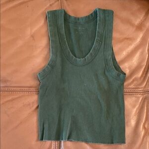 Green Ribbed Tank Top
